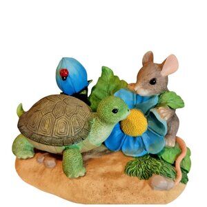 Charming Tails Mouse & Turtle “Take Time To Smell The Flowers” Fitz & Floyd